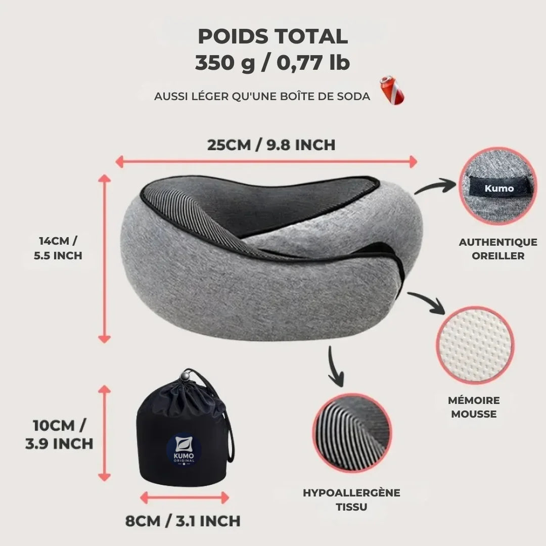 Coussin de voyage cervical ergonomique | Kumo Travel™