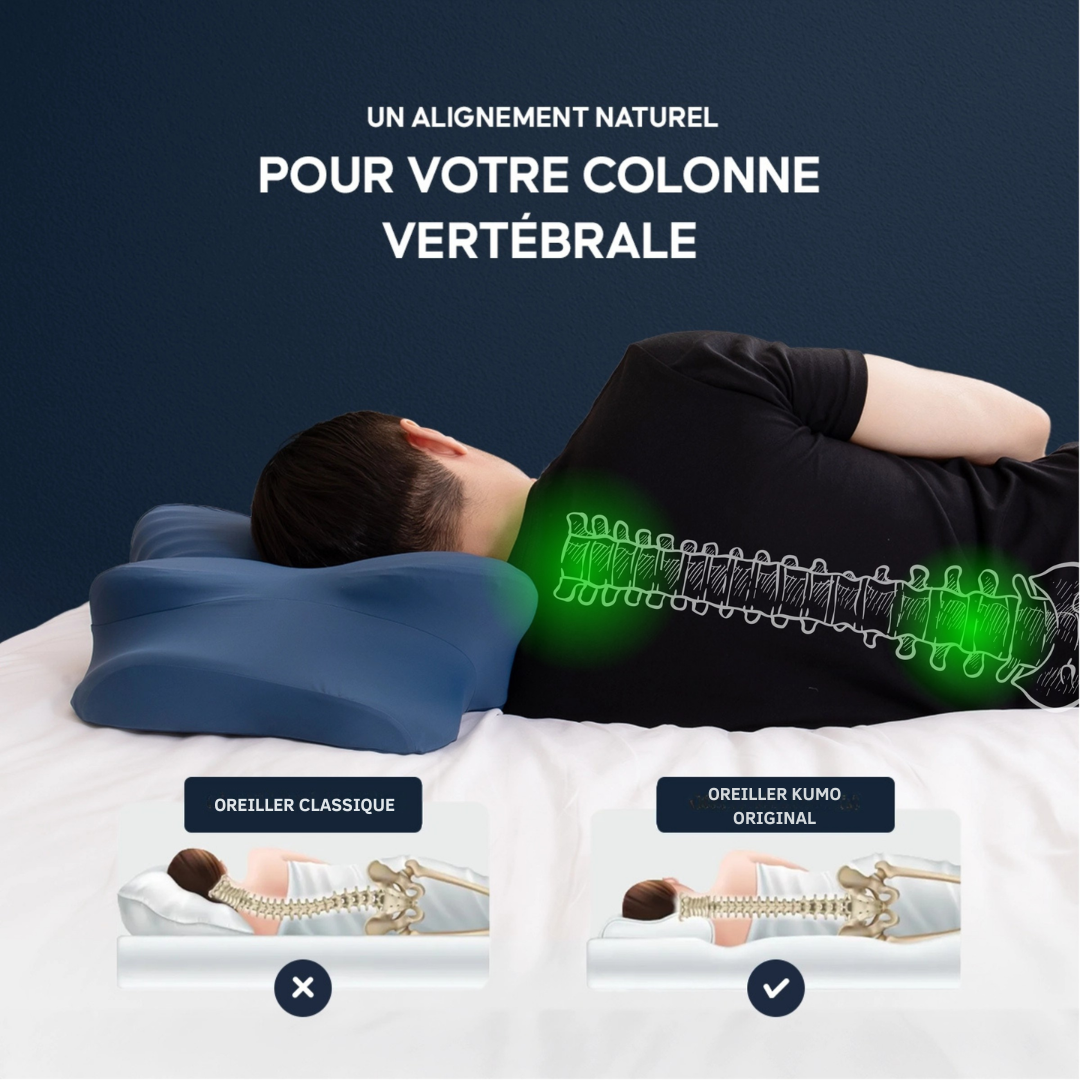 Personne dormant sur le côté avec l'oreiller cervical Kumo